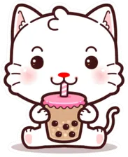Cute Little Cat Drinking Boba Tea Sticker