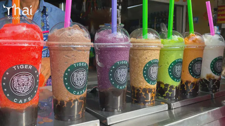 7 Flavor Fruit Juice Smoothie with Bubble Pearls | Street Drink Colorful | Thai Street Food